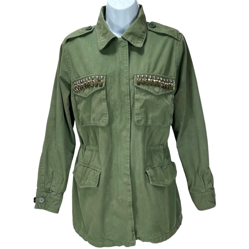 BB Dakota Women XS Military Style Green Utility Jacket With Studded‎ Pockets